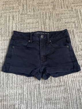 American Eagle Outfitters Dark Navy High-Rise Cuffed Denim Shorts